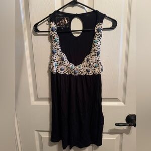 Soul Revival Black Tank Top with Beaded Accents